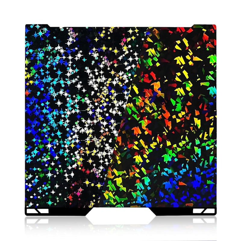 IdeaFormer-3D لوحة بناء PEF H2S H2D 346x355 مم، قوس قزح كونفيتي PEF + لوحة سرير فولاذي نابض Galaxy PEY لطابعة Bambu Lab H2S، H2D، H2D Combo 3D، حجم الطباعة 350 مم × 320 مم - Image 1